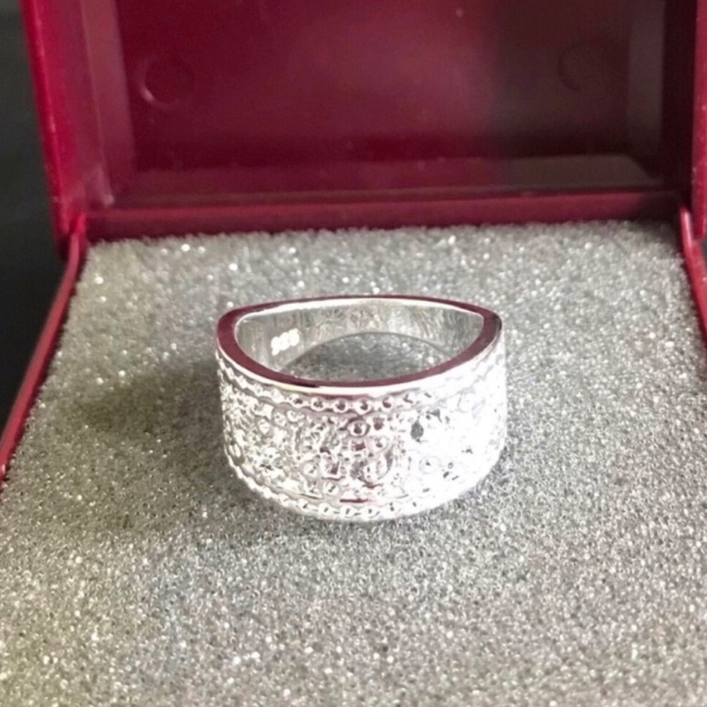 Sterling Silver Patterned Dome Ring